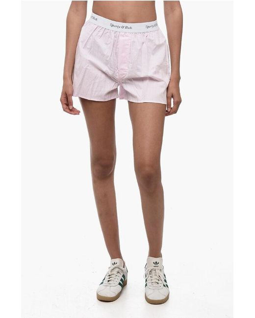 Sporty & Rich Pink Striped Shorts With Logoed Elastic Band