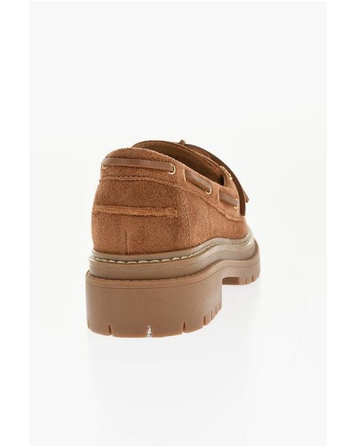 Michael Kors Brown Suede Lace-Up Moccasins Cameron