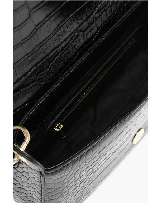 Moschino Black Love Crocodile Effect Faux Leather Shoulder Bag