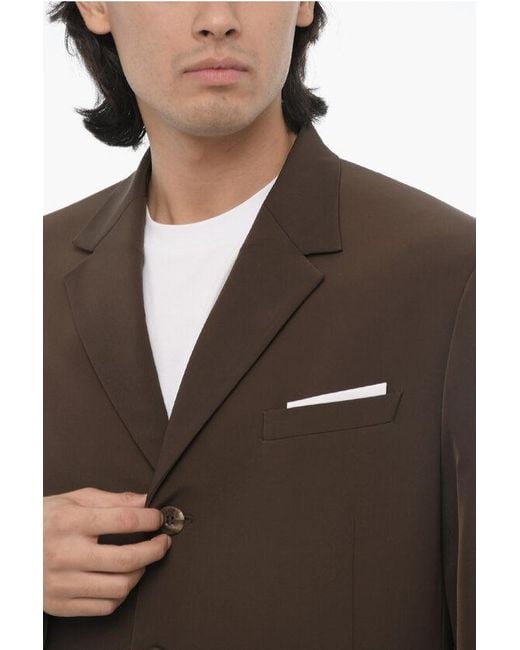 Neil Barrett Brown Side Vents Notch Lapel Slim Fit 3-Button Blazer for men