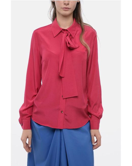 P.A.R.O.S.H. Red Satin Effect Blouse With Removable Scarf