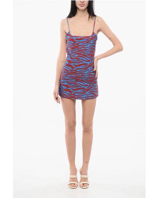 The Attico Purple Animal Patterned Stretch Fabric Beach Cover-Up