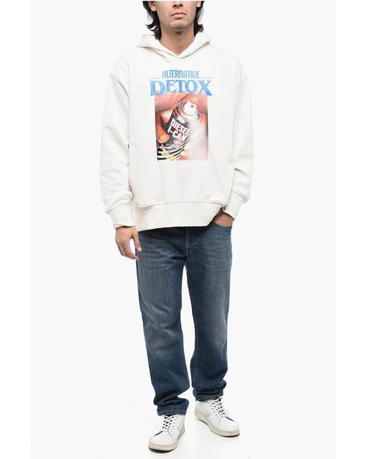 DIESEL White Hoodie S-Macsout Sweatshirt With Print for men