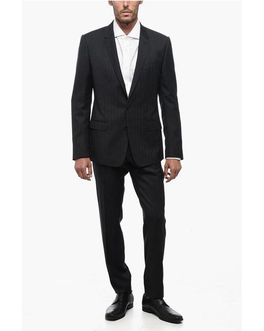 Dolce & Gabbana Black Single-Breasted Flap Pocket Suit for men