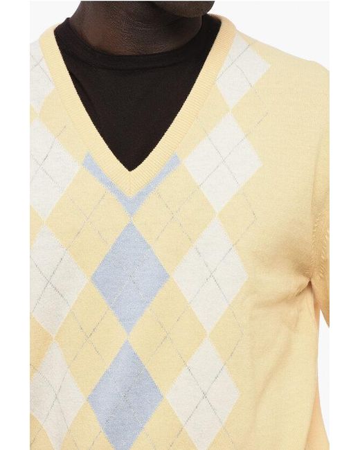 DUNST Blue Argyle Motif V-Neck Sweater for men