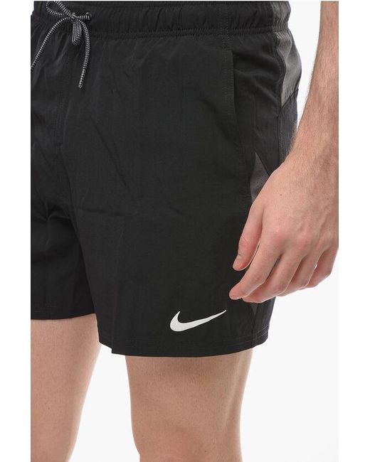 Nike Black Swim Two-Tone Swim Shorts With Drawstring Waist for men