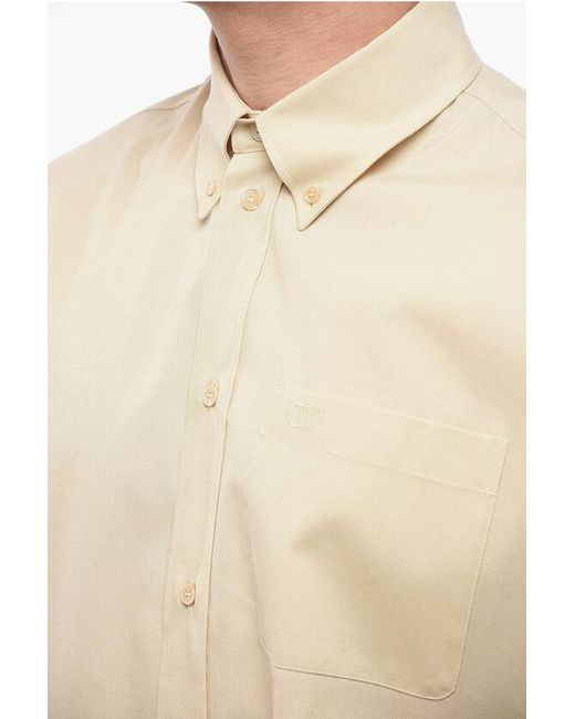 Off-White c/o Virgil Abloh Natural Button-Down Wool Blend Shirt With Breast-Pocket for men