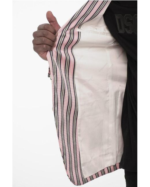 DSquared² Gray Striped 2 Button Blazer With Flap Pockets for men