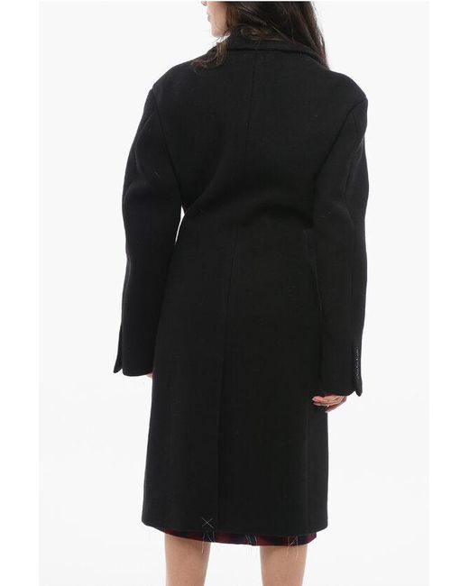 Off-White c/o Virgil Abloh Black Wool Blend Coat With Cinched Waist