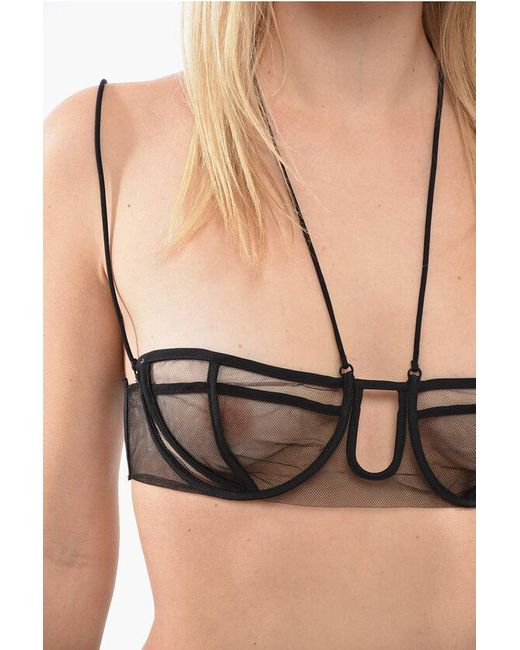 Nensi Dojaka Black U-Wire Transparent Underwired Balconette Bra