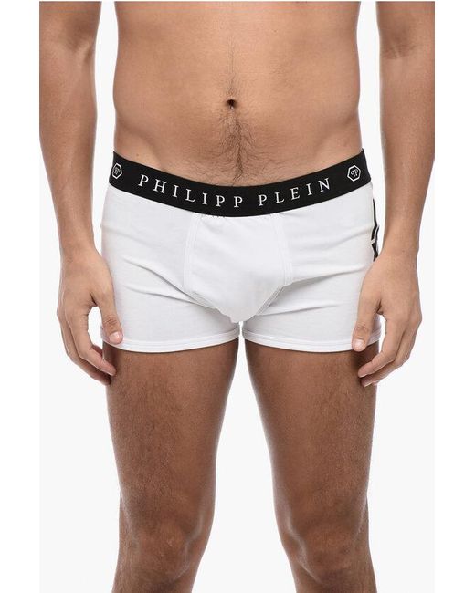 Philipp Plein Blue Logoed Stretch Boxer Briefs for men