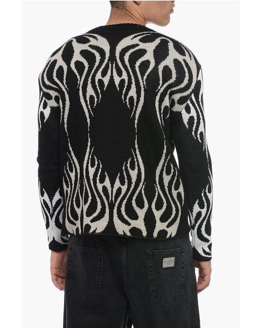 Vision Of Super Black Embroidered Crewneck Wool Sweater for men