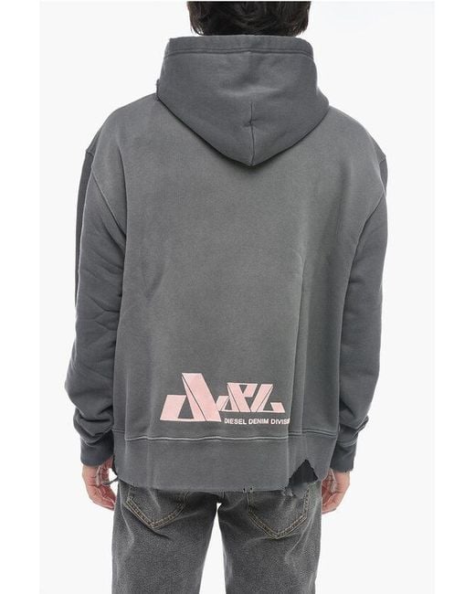 ◆DIESEL 最新作◆S-Macsrot コットン フーディ/Gray◆ Men's Hoodie with metallic logo | Grey | Diesel