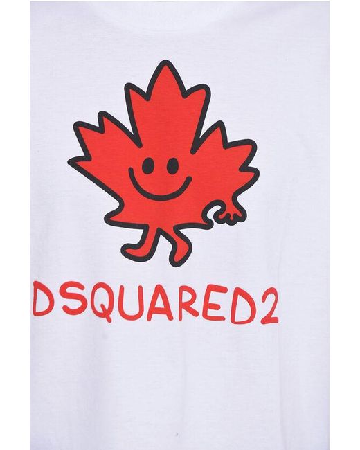 DSquared² White Printed Short Sleeved Crewneck T-Shirt for men