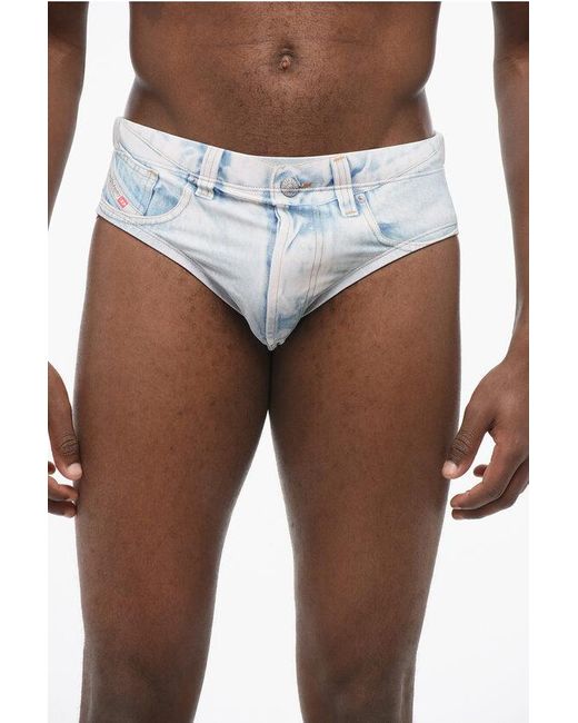 DIESEL Blue Tag Denim Patterned Stretch Fabric Bmbr-Alfie Swim Brief for men
