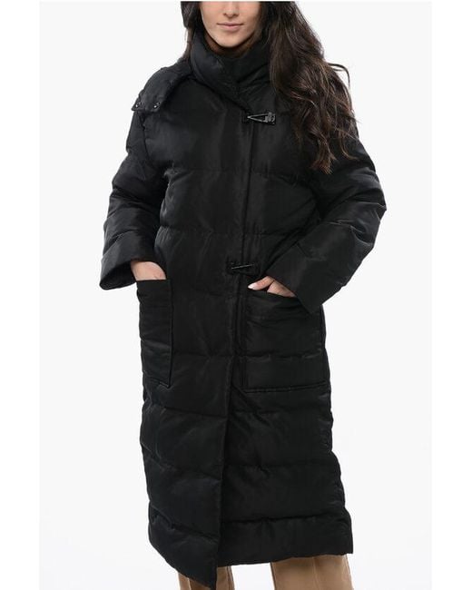 AllSaints Black Quilted Allana Maxi Jacket With Removable Hood