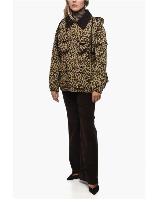 R13 Brown Utility Jacket With Animalier Pattern