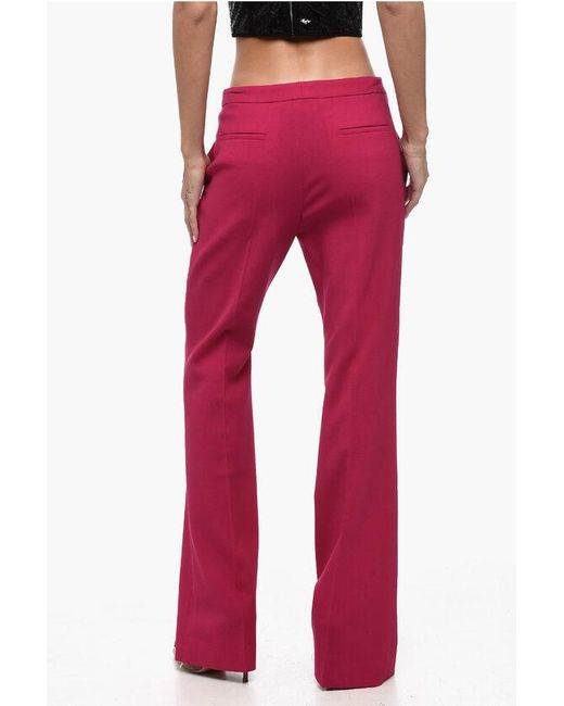 Givenchy Red High Waisted Flare Fit Wool Pants