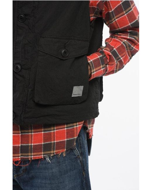 Armani Gray Emporio Nylon Vest With Utility Pockets for men