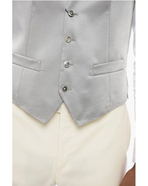 Corneliani White Cc Collection Single-Breasted Jacquard Fabric Vest for men