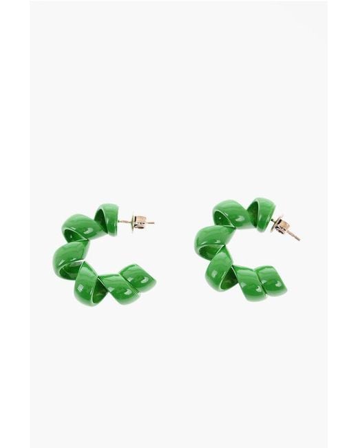 Bottega Veneta Green Spiral Earrings