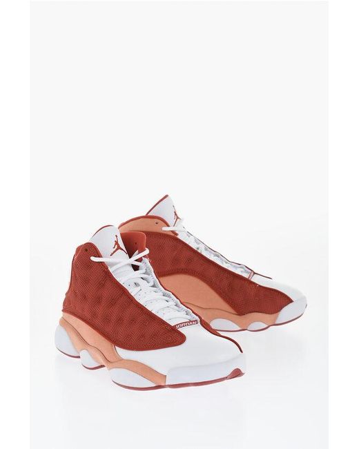 Nike Red Air Jordan Faux Leather And Fabric 13 Retro High-Top Sneaker for men