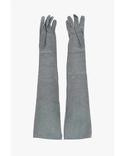 DSquared² Gray Leather Warm Gloves With Logo Tag