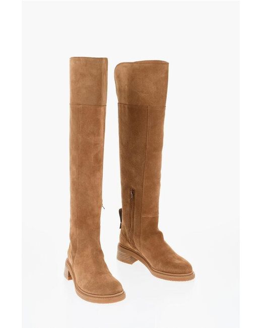 See By Chloé Brown Suede Thigh-High Boots Heel 5 Cm