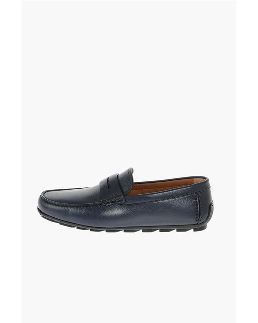 Zegna Blue Ez Luxury Leather Loafers for men