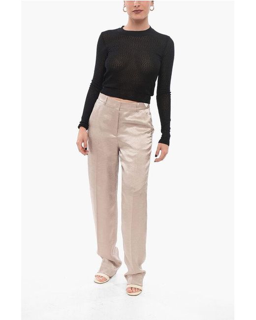 AMI Black Crew Neck See Through Viscose Blend Sweater