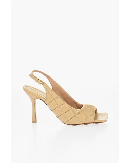 Bottega Veneta Metallic Quilted Leather Slinback Sandals With Square Toe 11Cm