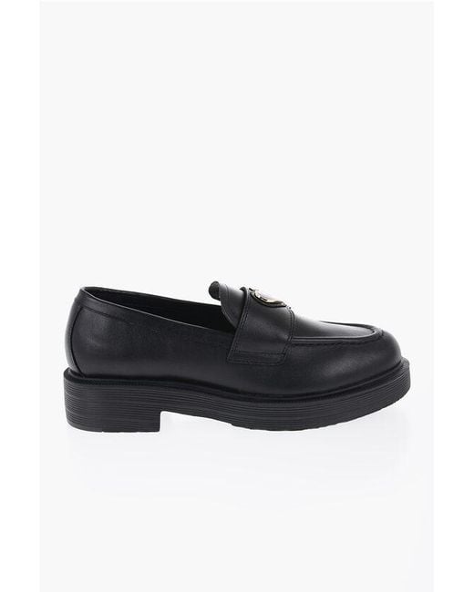 Moschino Black Love Leather Loafers With Heart-Shaped Detail