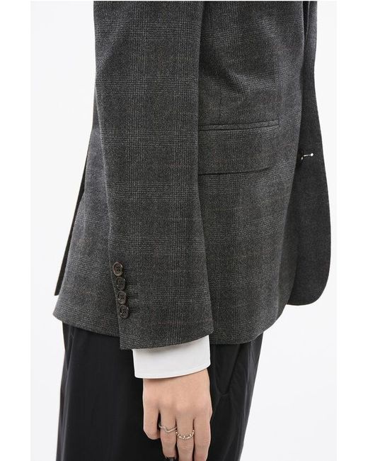 Céline Black Wool Checkered Blazer