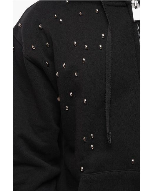 1017 ALYX 9SM Black All-Over Studded Fleeced-Cotton Hoodie for men