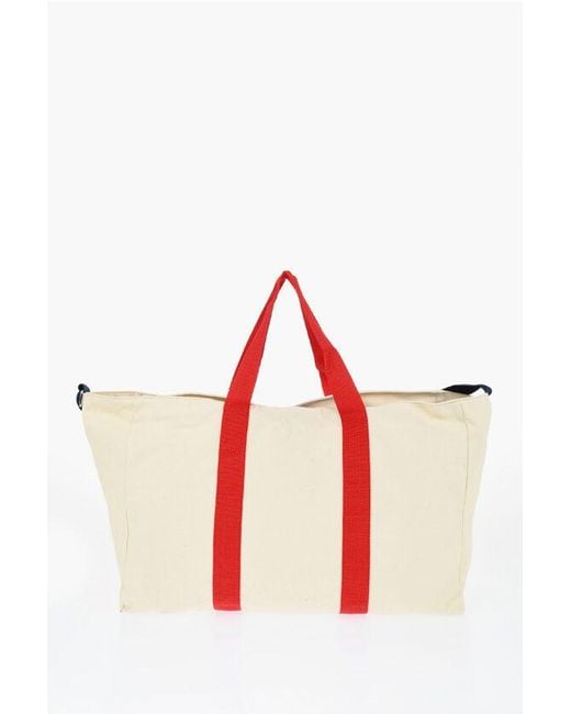 Woolrich Red Canvas Tote Bag With Tape Handles And Adjustable Shoulder St Size Unic