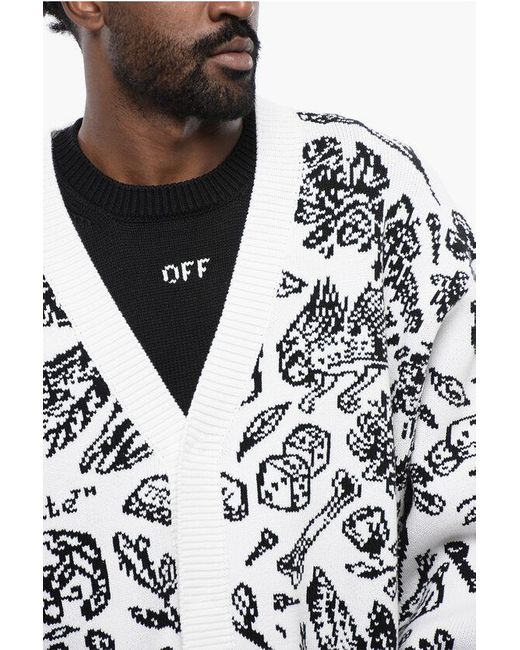 Off-White c/o Virgil Abloh Black Patterned Cardigan With Zip Detail for men