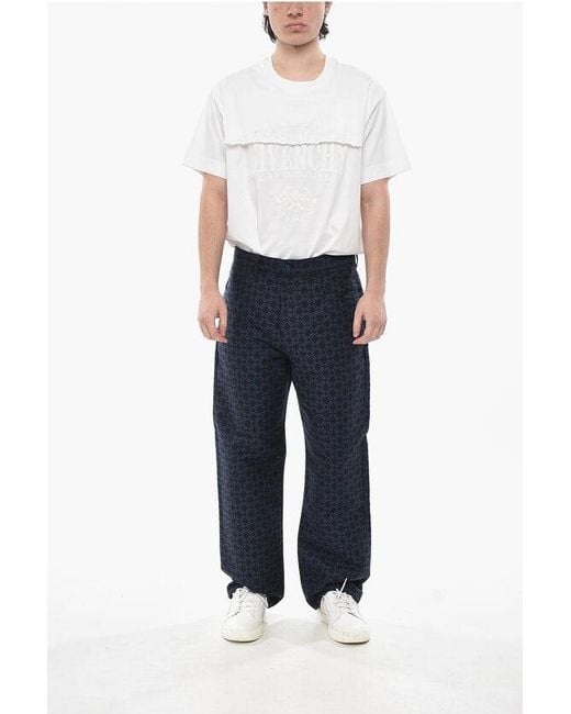 Givenchy Blue Cotton-Blend 5-Pocket Trousers With Monogram Pattern for men