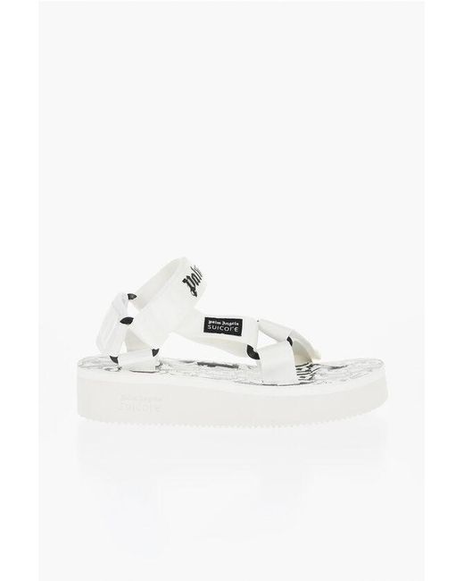 Palm Angels White Suicoke Logoed Fabric Sandals