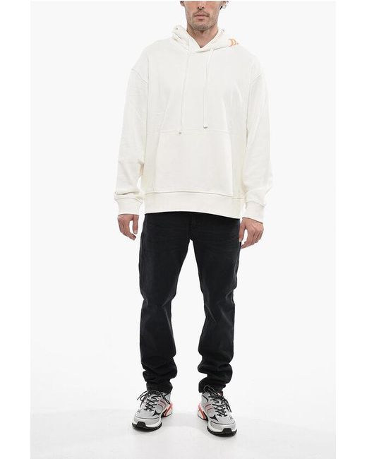 DIESEL White Brushed Cotton-Macs-Hood-G6 Hoodie With Contrasting Maxi L for men