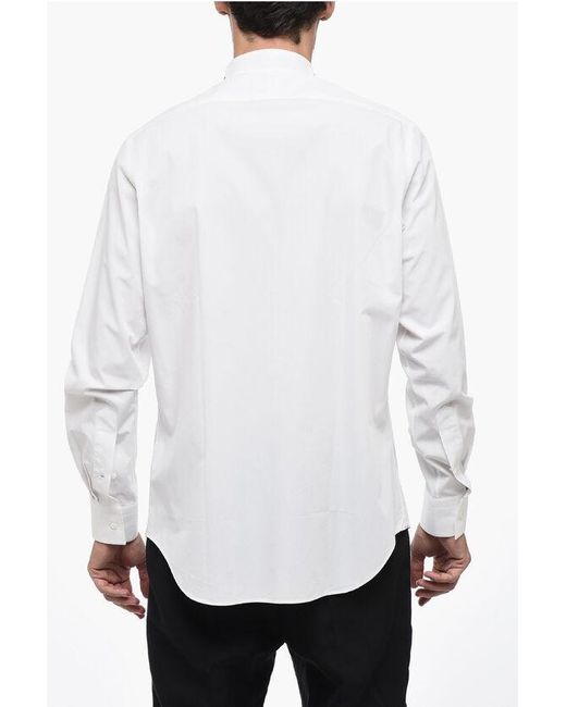 Bagutta White Cotton Poplin Shirt With Wing Collar for men