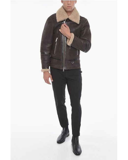 Neil Barrett Calfskin Shearling Jacket With Vintage Effect in Black for Men Lyst UK