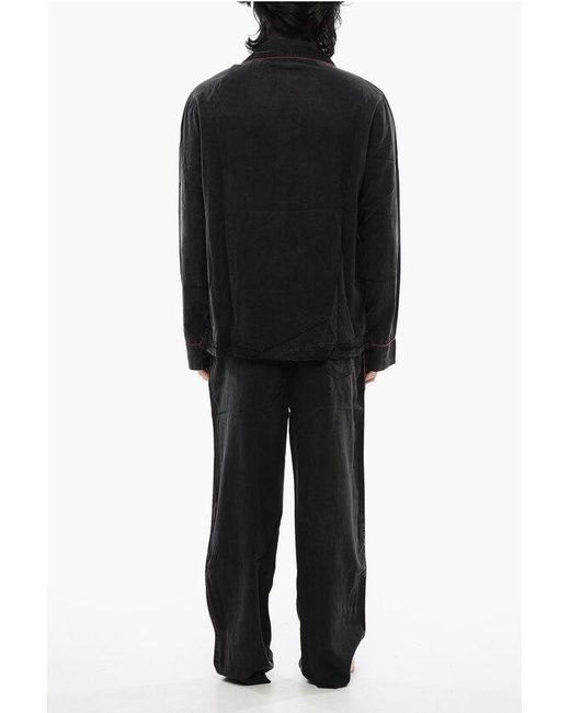 DIESEL Black Faded Effect Solid Color Umset-Loomy Long Pyjamas Set With C for men