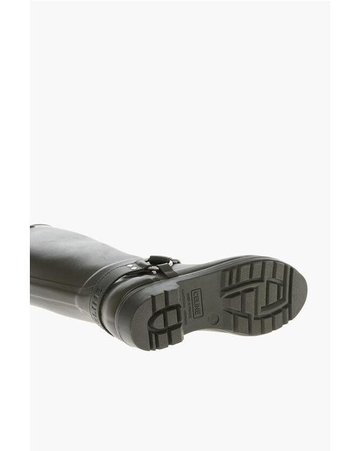 Céline Green Rubber Rain Boots With Biker Detail
