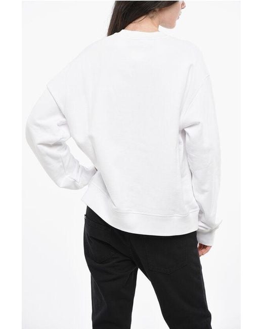 DSquared² White Cotton Honey Crew-Neck Sweatshirt With Contrasting Print