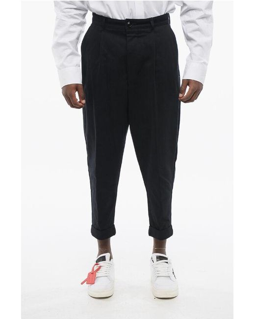 AMI Black Single-Pleated Carrot Fit Chinos Pants for men