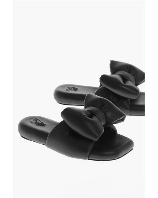 Off-White c/o Virgil Abloh Black Padded Leather Bow Sliders