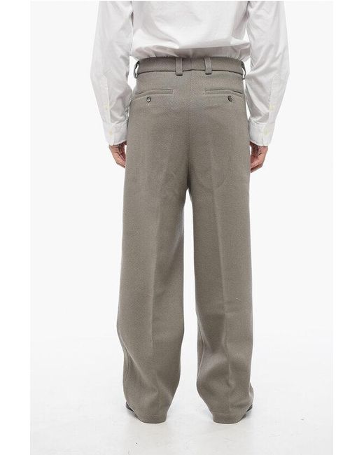 AMI Gray Wool Cloth Chinos Pants With Hidden Fastening for men