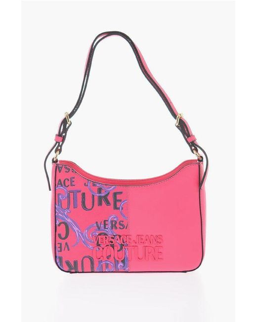 Versace Pink Jeans Couture Baroque Motif Shoulder Bag With Embossed Logo