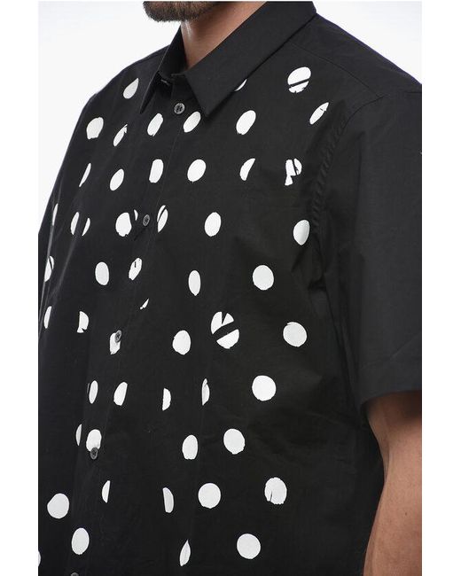 Raf Simons Black Short Sleeve Polka Dots Classic Collar Shirt for men