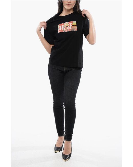 DIESEL Black Tag Cotton Crew-Neck T-Danny-Poff T-Shirt With Frontal P